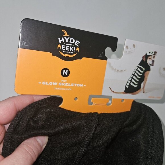 NEW Glow Skeleton Dog Pet Halloween Costume Size Medium (Up to 40 lbs) Black - Picture 7 of 8